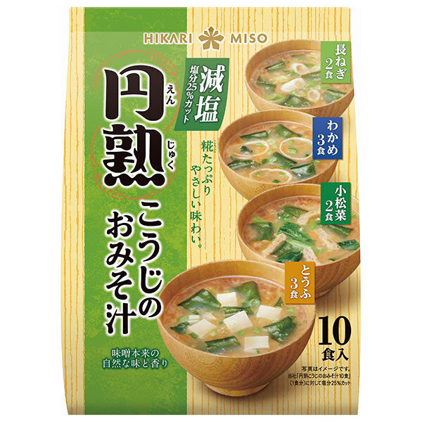 Hikari Miso Enjuku Koji Miso Soup, Low Salt, 10 servings x 12 bags [Shipped in Japan]
