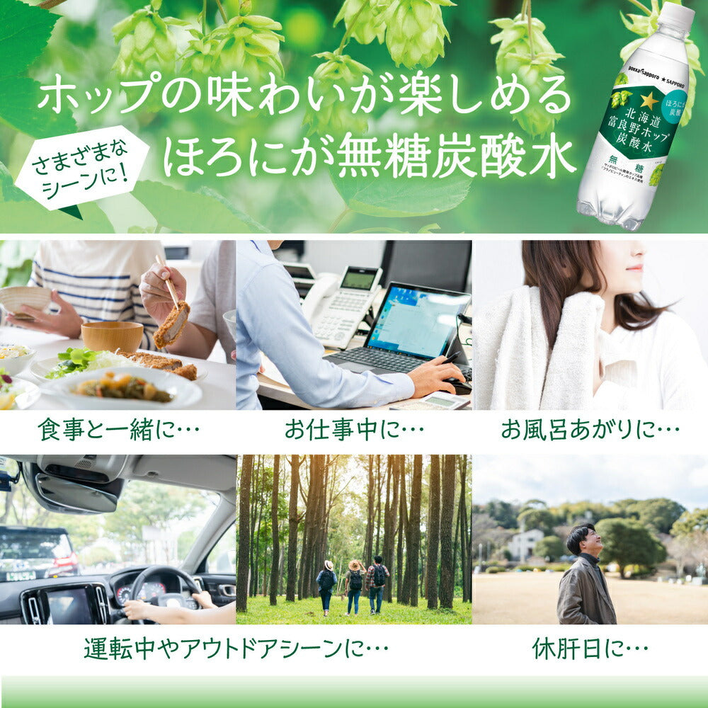 Pokka Sapporo Hokkaido Furano Hop Carbonated Water 500ml PET bottle x 24 bottles [Shipped in Japan]