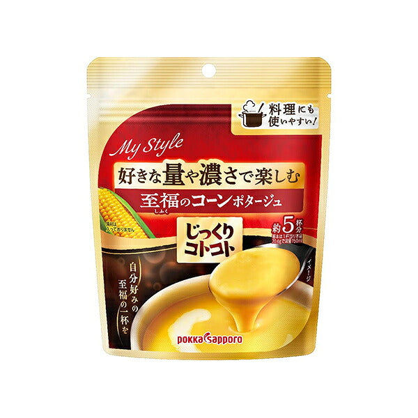 Pokka Sapporo Jikkuri Kotokoto Supreme Corn Potage Soup, 5 Servings per Pouch, 103g x 12 Packs [Ships from Japan]