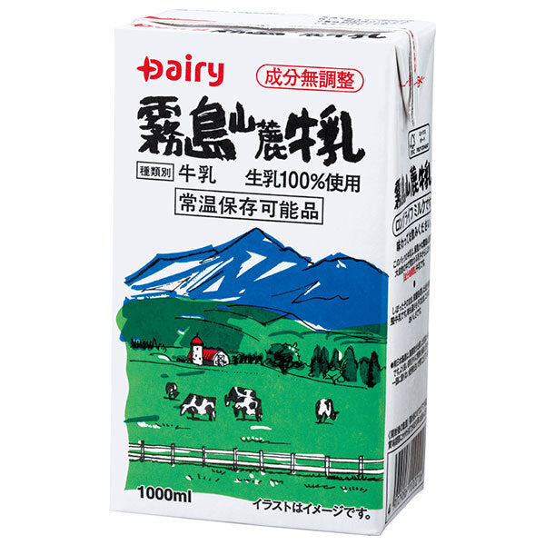 Minami Nihon Dairy Cooperative Dairy Kirishima Foothills Milk, 1L Carton x 12 (6 x 2) [Ships from Japan]