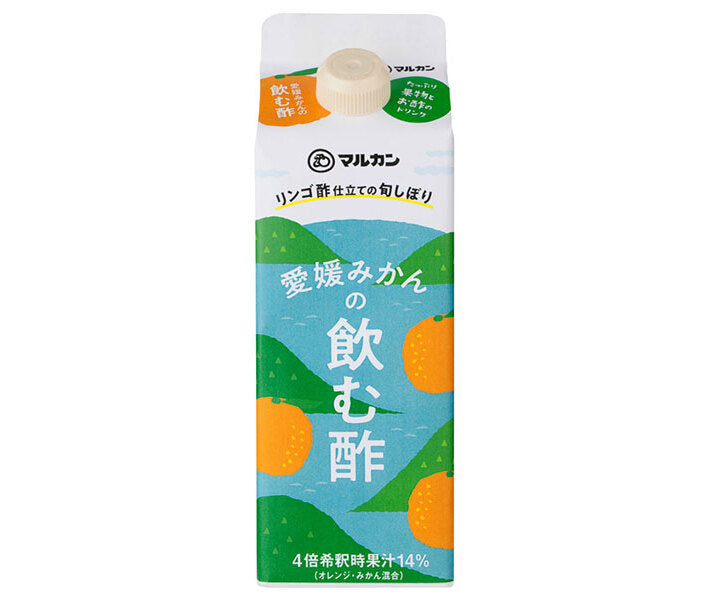 Marukan Apple Vinegar, Freshly Squeezed Ehime Mandarin Oranges, 500ml Paper Carton x 12 Bottles [Ships from Japan] 