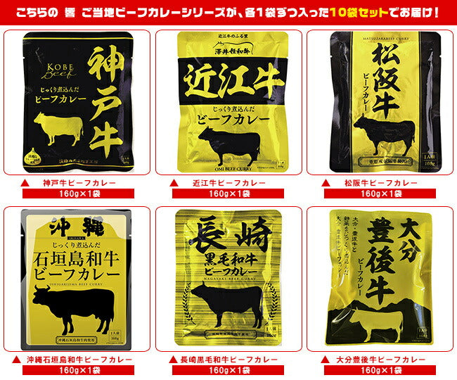 響 ビーフカレー 10種詰め合わせセット 160g×10袋入【日本出荷】