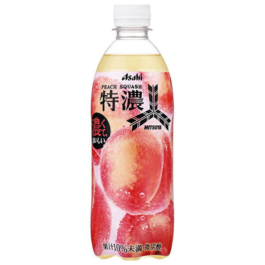 Asahi Beverages Mitsuya Extra-Thick Peach Squash, 500ml PET Bottle x 24 Bottles [Ships from Japan] 