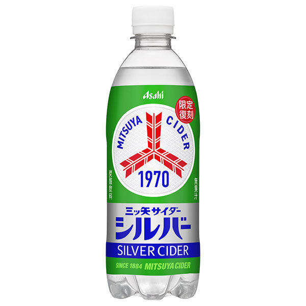 Asahi Soft Drinks Mitsuya Cider Silver 500ml PET Bottles x 24 [Ships from Japan]