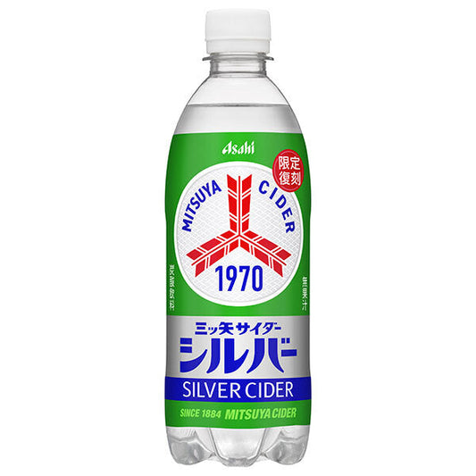 Asahi Soft Drinks Mitsuya Cider Silver 500ml PET Bottles x 24 [Ships from Japan]