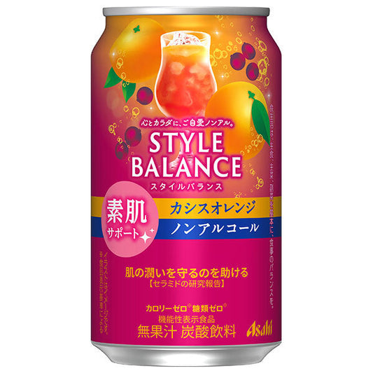 Asahi Style Balance Bare Skin Support Cassis Orange [Food with Functional Claims] 350ml can x 24 bottles [Shipped in Japan]