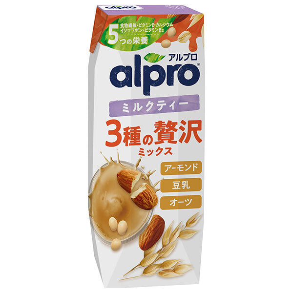 Danone Japan Alpro 3-Flavor Luxury Mix Milk Tea, 250ml Paper Carton x 18 Bottles [Ships from Japan] 