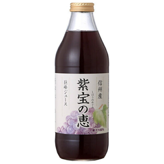Kotobuki Kogen Foods Shinshu Kyoho Grape Juice, Shiho no Megumi, 100% Straight Grape, 1000ml Bottle x 4 [Ships from Japan] 