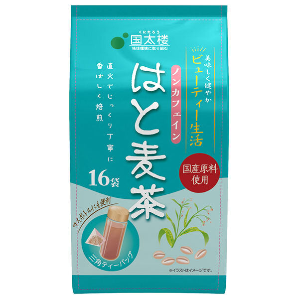 Kunitaro Hato Mugicha Triangular Tea Bags, 16 Tea Bags, 64g (16 Tea Bags) x 6 Bags [Ships from Japan] 