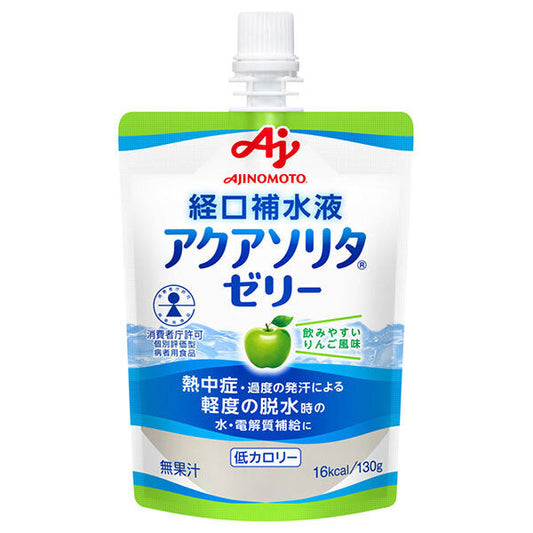 Ajinomoto Aqua Solita Jelly, Apple Flavor, 130g Pouch x 24 [Ships from Japan]