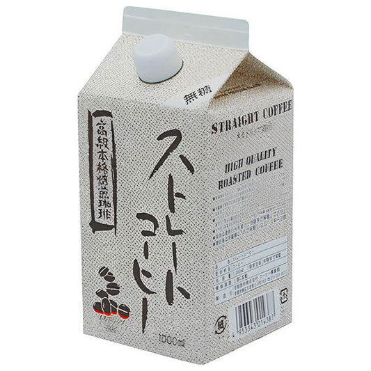 Kyoto Beverages Iced Coffee (Unsweetened), 1000ml Paper Carton x 12 [Ships from Japan] 