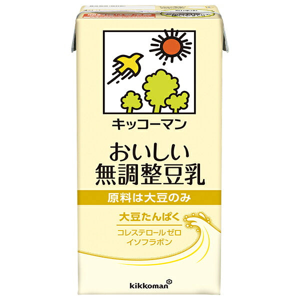 Kikkoman Delicious Unsweetened Soy Milk 1000ml Carton x 12 (6 x 2) [Ships from Japan]