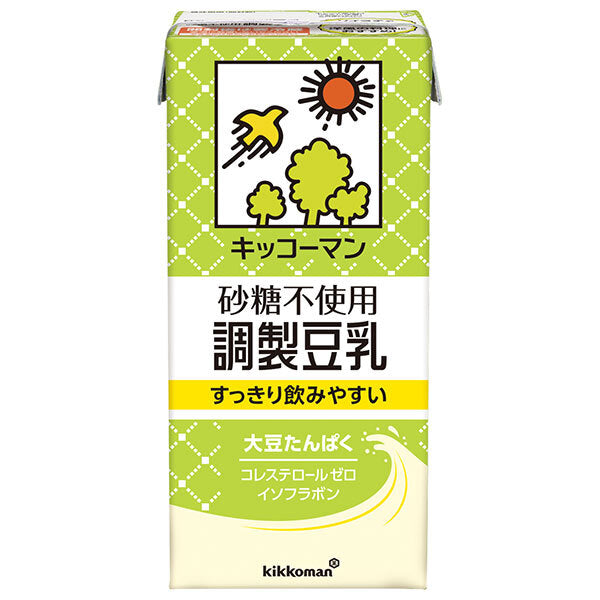 Kikkoman Sugar-Free Adjusted Soy Milk 1,000 ml Cartons x 12 (6 x 2) [Ships from Japan]