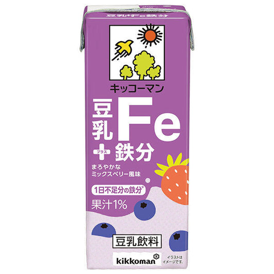 キッコーマン 豆乳+鉄分 200ml紙パック×18本入【日本出荷】