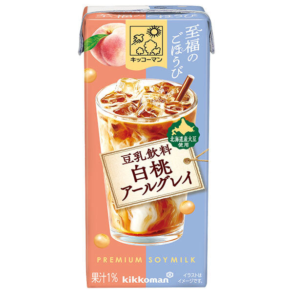 Kikkoman Blissful Reward Soy Milk Beverage White Peach Earl Gray 200ml paper pack x 18 bottles [shipped in Japan]