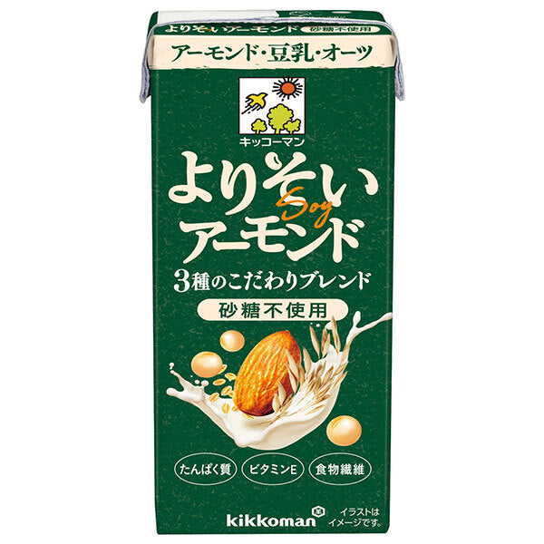 Kikkoman Yoriso-i Almond Unsweetened 200ml Paper Cartons x 18 [Ships from Japan]