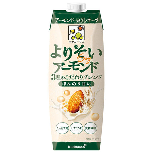 Kikkoman Yoriso Almond, Lightly Sweetened, 1000ml x 6 Bottles [Ships from Japan]