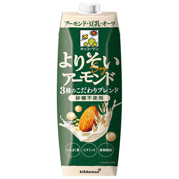 Kikkoman Yorisoi Almond Unsweetened 1000 ml x 6 [Ships from Japan]