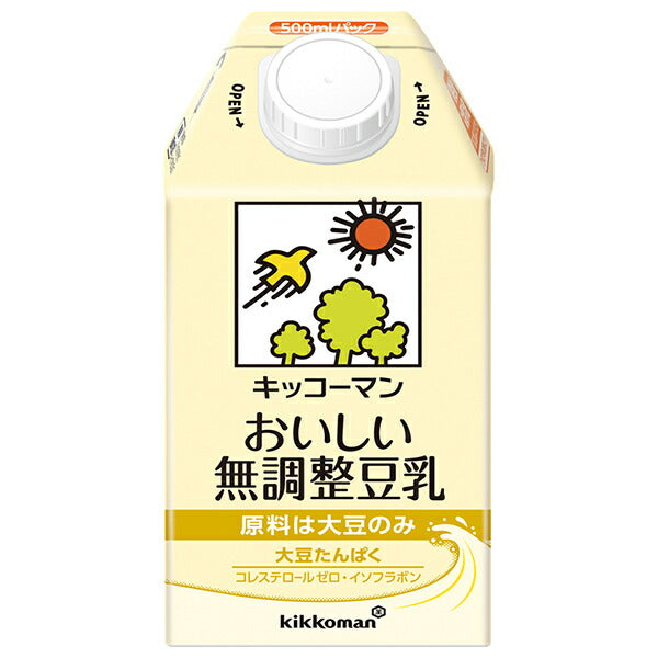 Kikkoman Delicious Unflavored Soy Milk, 500ml Paper Carton x 12 [Ships from Japan] 