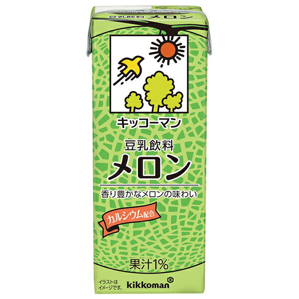Kikkoman Melon Soy Milk Drink, 200ml Paper Carton x 18 Bottles [Ships from Japan] 