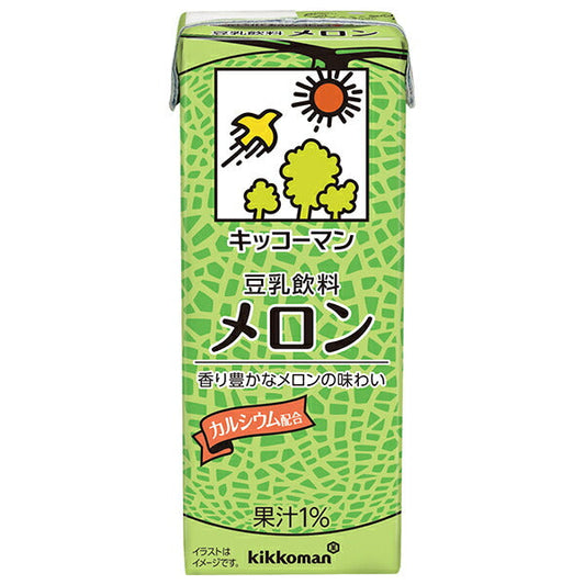 Kikkoman Melon Soy Milk Drink, 200ml Paper Carton x 18 Bottles [Ships from Japan] 