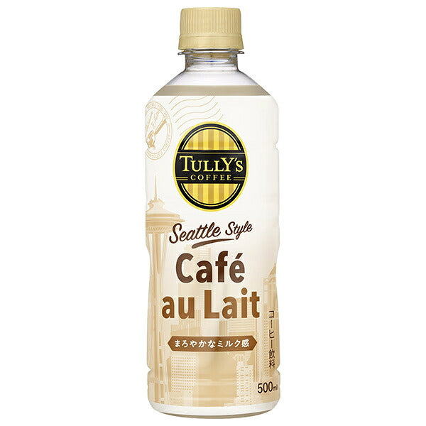 Ito En TULLY'S COFFEE Seattle-Style Cafe au Lait Coffee Drink, 500 ml PET Bottles x 24 [Ships from Japan]