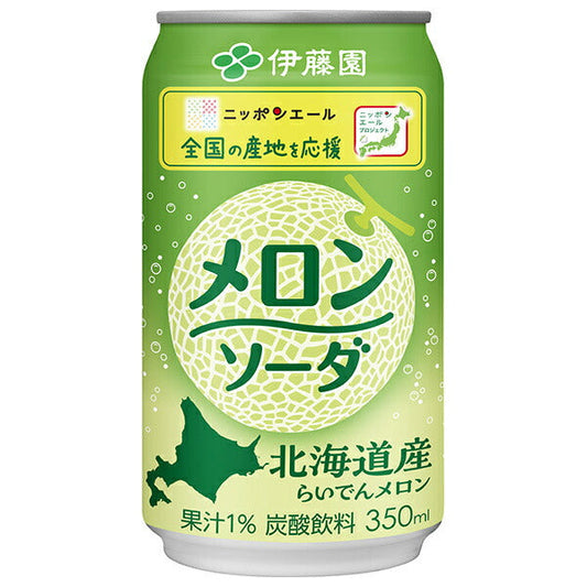 Itoen Nippon Ale Hokkaido Raiden Melon Soda 350ml cans x 24 bottles [shipped in Japan]