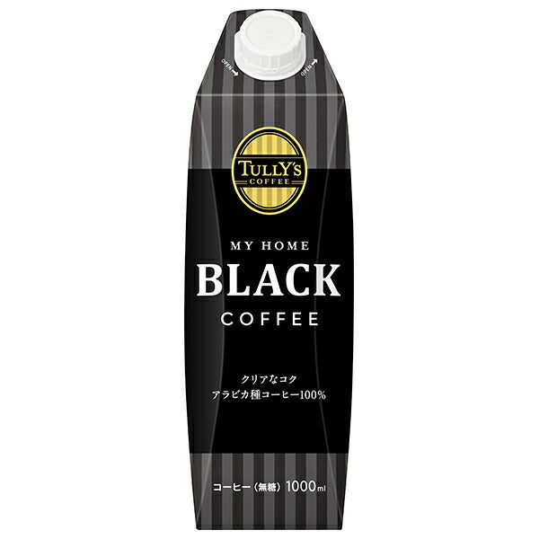 Ito En Tully's Coffee Black, 1L Paper Carton x 6 [Ships from Japan] 