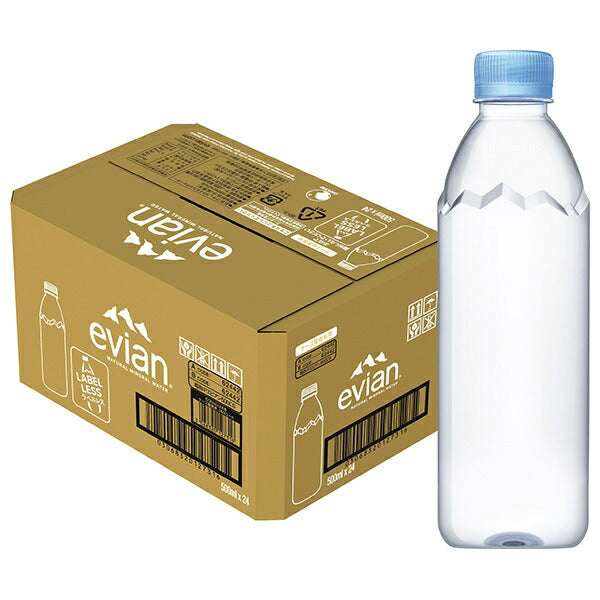 evian (エビアン) ラベルレス 500mlペットボトル×24本入【日本出荷】