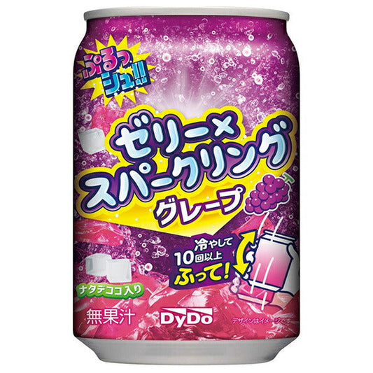 DyDo Plush!! Jelly x Sparkling Taste Grape 280g can x 24 pieces [Shipped in Japan]