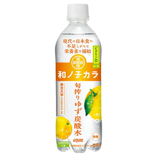 Dydo Wa no Chikara Shunshibori Yuzu Carbonated Water, 500ml PET Bottles x 24 [Ships from Japan] 