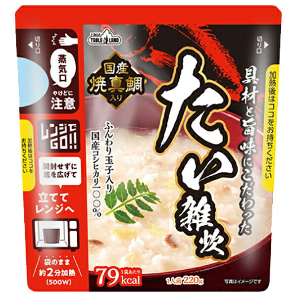 Maruzen Foods Tableland Microwave-Safe Sea Bream Rice Porridge with Ingredients and Flavor, 220g Pouch x 24 (12 x 2) Bags [Ships from Japan] 