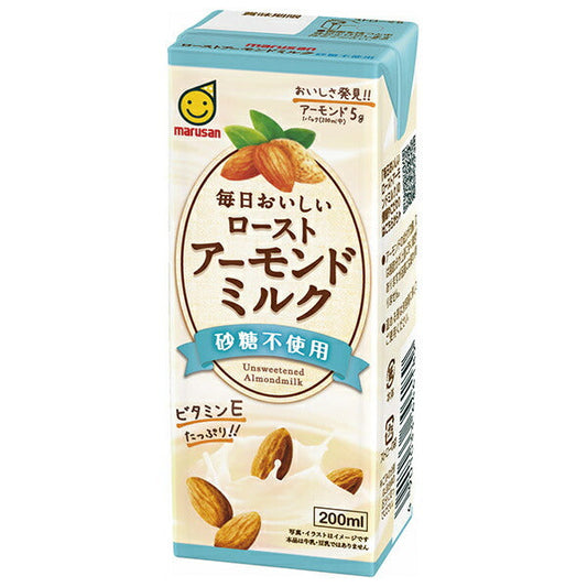Marusanai Everyday Delicious Roasted Almond Milk, Unsweetened, 200ml Paper Carton x 24 [Ships from Japan] 