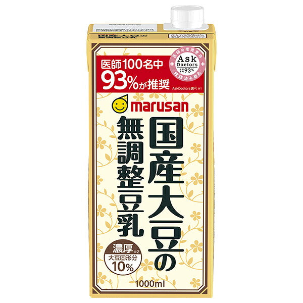 Marusan-Ai Rich 10% Domestic Soybean Unsweetened Soy Milk, 1000ml Cartons x 6 [Ships from Japan]