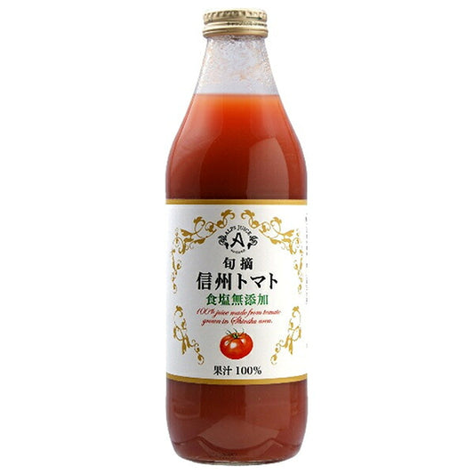 Alps Shun Tori Shinshu Tomato Juice (No Added Salt) 1L Bottle x 6 [Ships from Japan]
