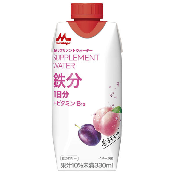 Morinaga Milk Industry Supplement Water, Iron-Rich Fragrant Peach Water, 330ml Paper Carton x 12 Bottles [Ships from Japan] 