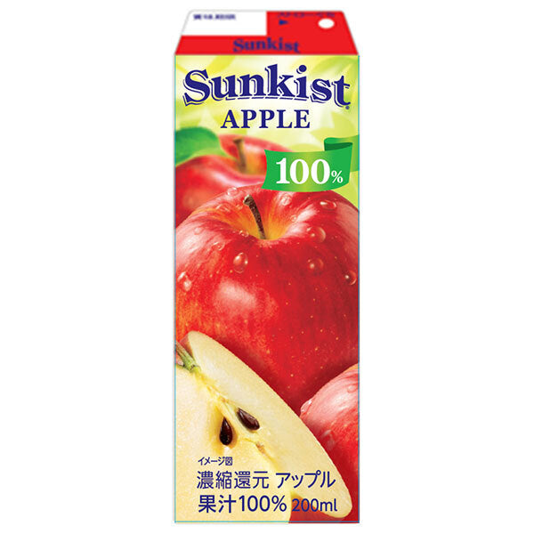 Morinaga Milk Sunkist 100% Apple 200ml paper pack x 24 bottles [shipped in Japan]