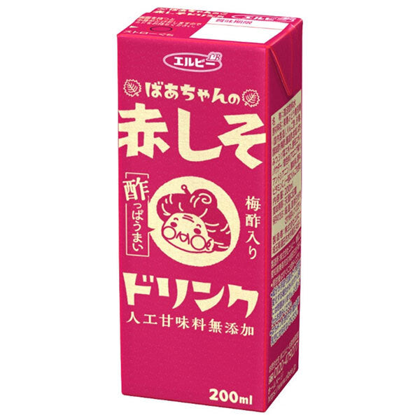 エルビー ばあちゃんの赤しそドリンク 200ml紙パック×24本入【日本出荷】