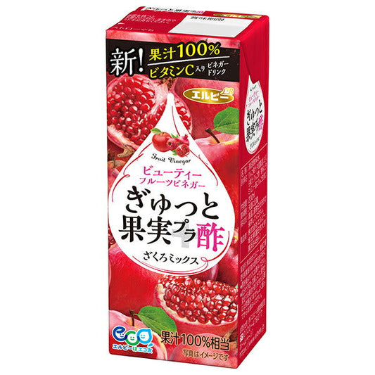 LB Gyutto Fruit Vinegar, Pomegranate Mix, 200ml Paper Pack x 24 Bottles [Ships from Japan] 