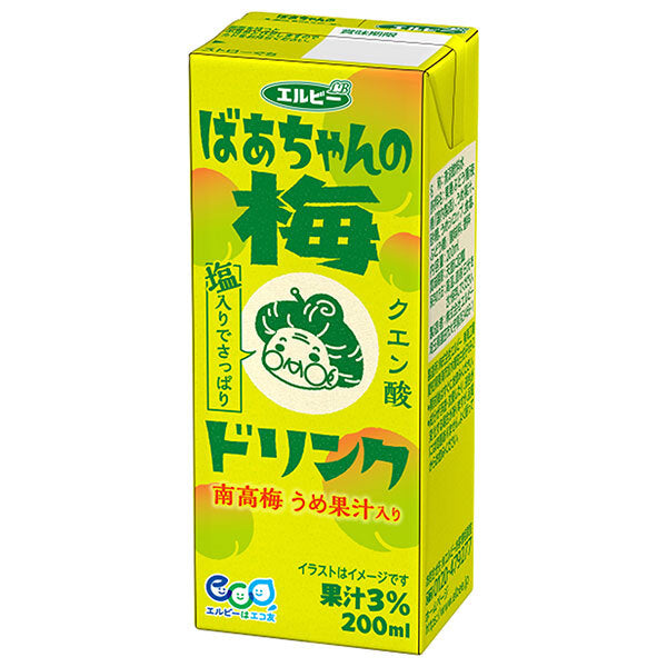 エルビー ばあちゃんの梅ドリンク 200ml紙パック×24本入【日本出荷】