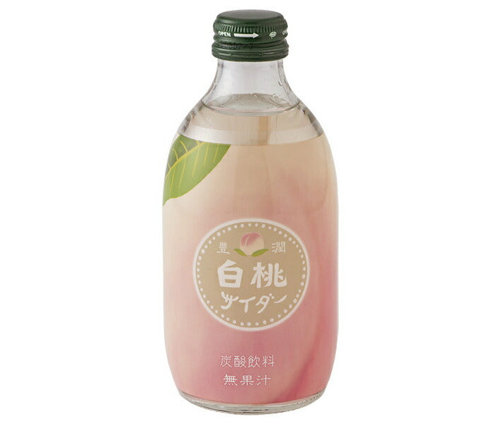 友桝飲料 豊潤白桃サイダー 300ml瓶×24本入【日本出荷】