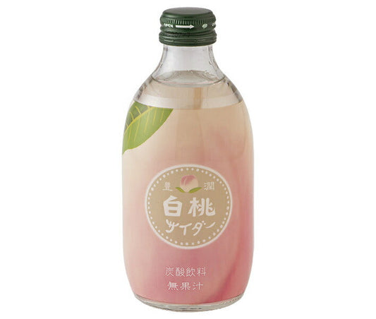 友桝飲料 豊潤白桃サイダー 300ml瓶×24本入【日本出荷】