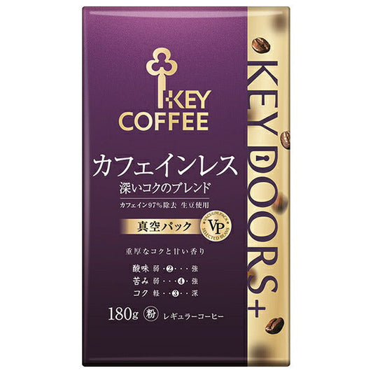 Key Coffee VP (Vacuum Packed) KEY DOORS+ Decaffeinated Deep-Flavored Blend (Ground) 180g x 6 Bags [Ships from Japan] 