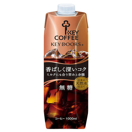 Key Coffee KEY DOORS+ Liquid Coffee, Fragrant and Rich Flavor, Unsweetened, 1000ml Paper Carton x 6 [Ships from Japan] 