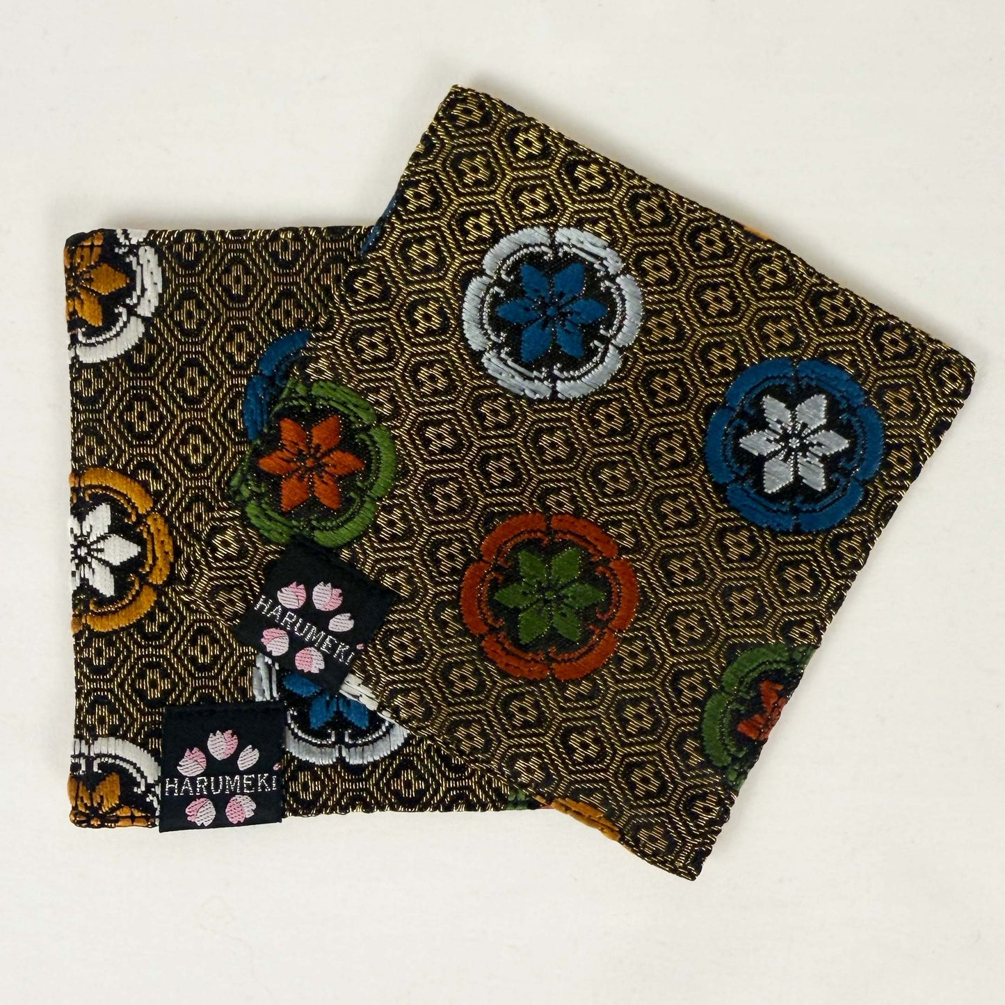 【グラスを彩り、小物を休ませるコースター　２枚セット】Vintage Brocade マルチトレイ「季節の雫」
