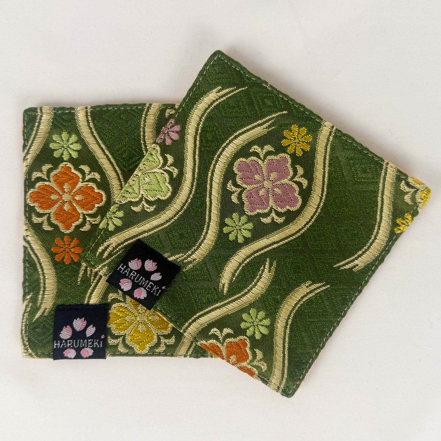 【グラスを彩り、小物を休ませるコースター　２枚セット】Vintage Brocade マルチトレイ「季節の雫」