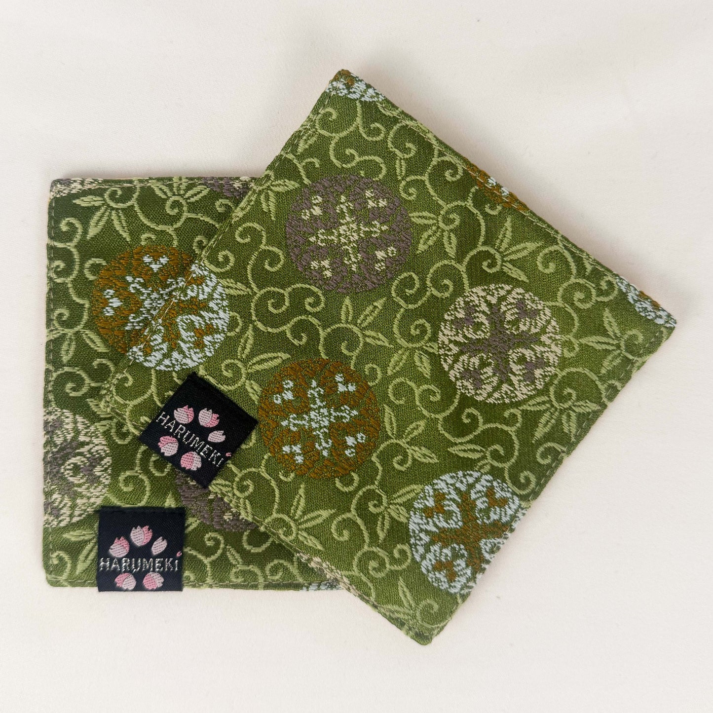 【グラスを彩り、小物を休ませるコースター　２枚セット】Vintage Brocade マルチトレイ「季節の雫」