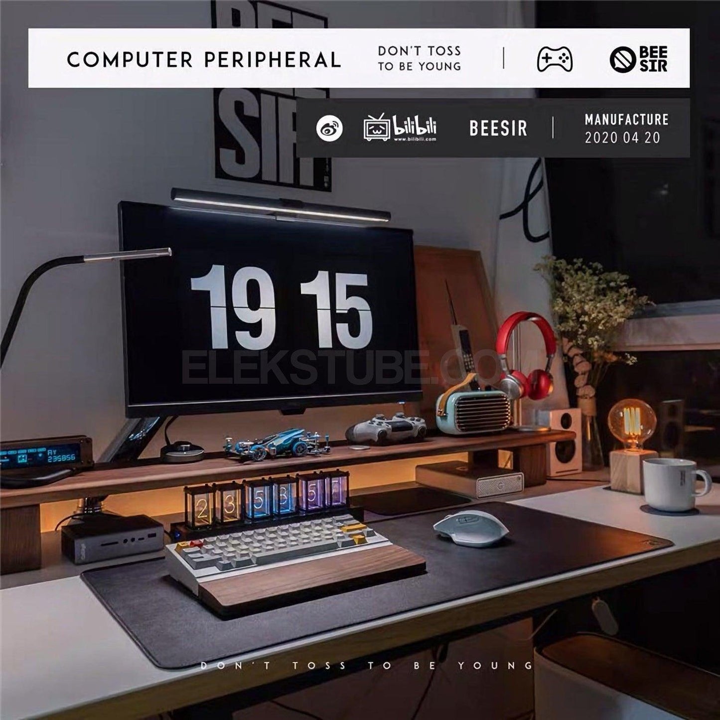 EleksMaker EleksTube R2 — Retro LED Nixie Tube Clock with Walnut Wood
