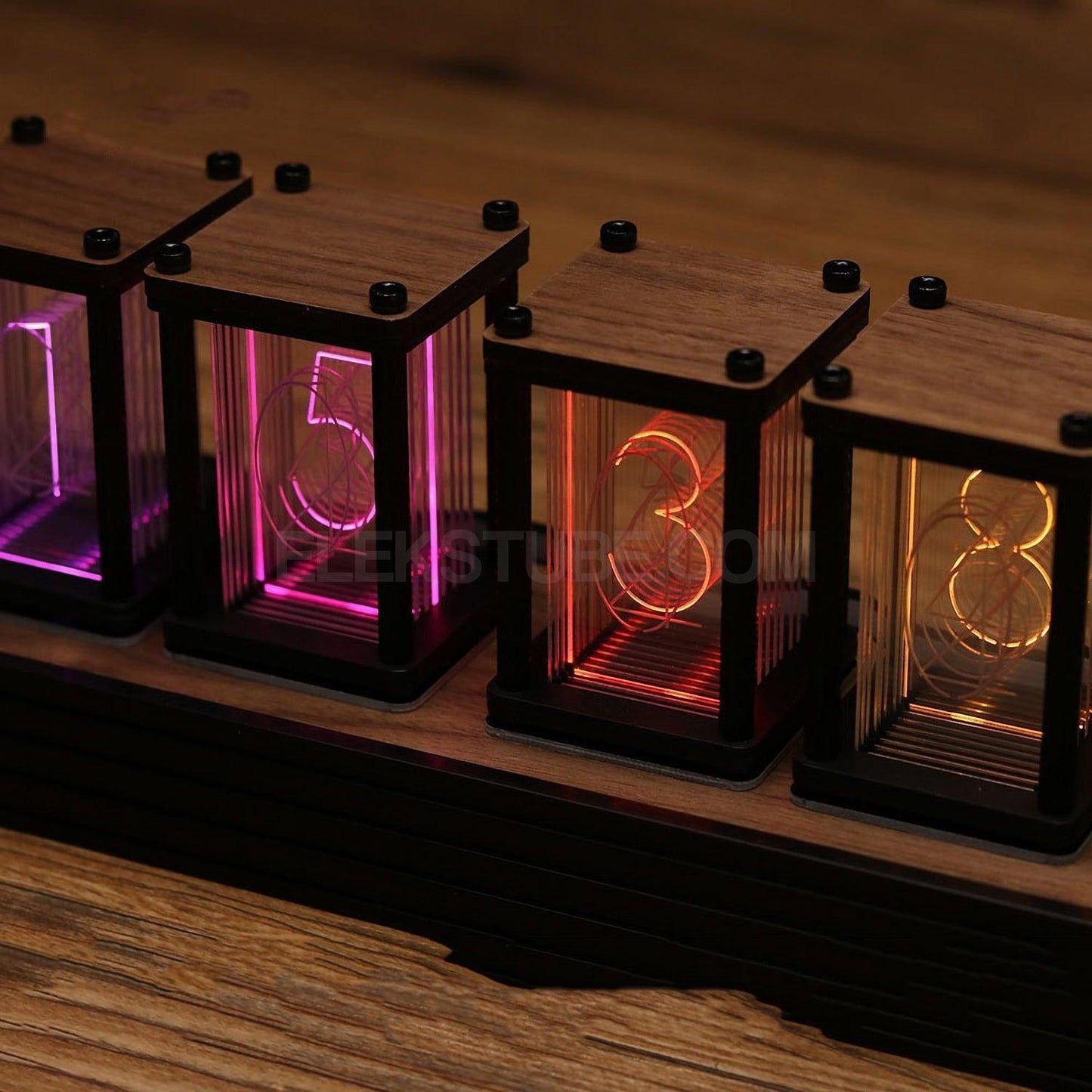 EleksMaker EleksTube R2 — Retro LED Nixie Tube Clock with Walnut Wood