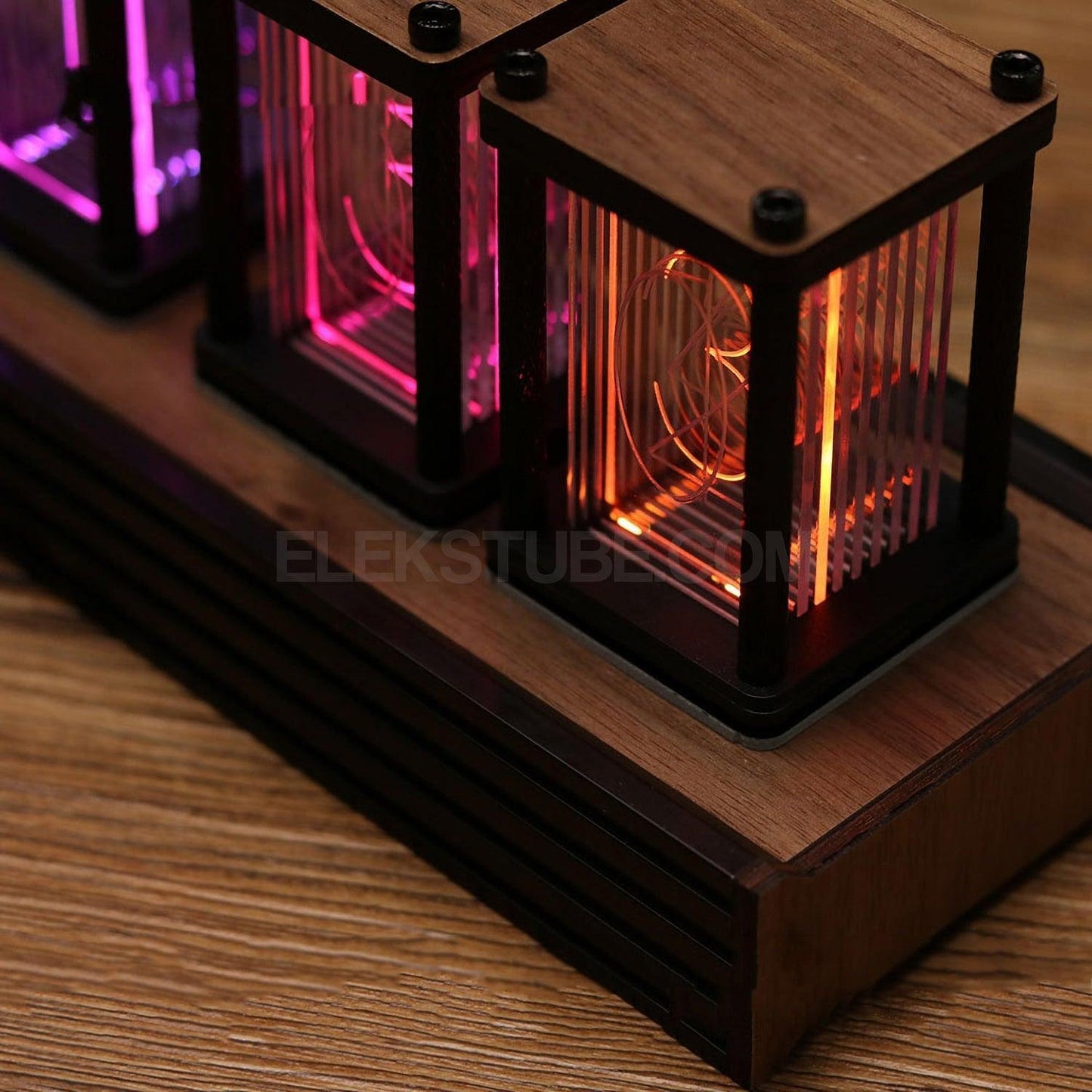 EleksMaker EleksTube R2 — Retro LED Nixie Tube Clock with Walnut Wood